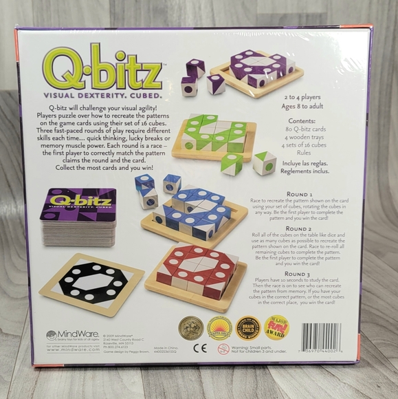 Q-bitz Visual Dexterity Cubed Game For 2-4 Players Ages 8+ New Sealed - Picture 2 of 4